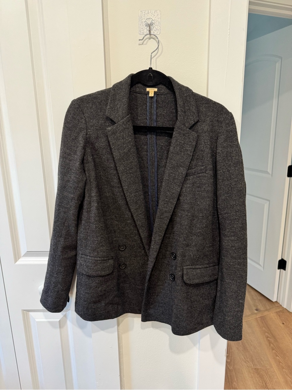 J. Crew Charcoal Double-Breasted Wool Blazer